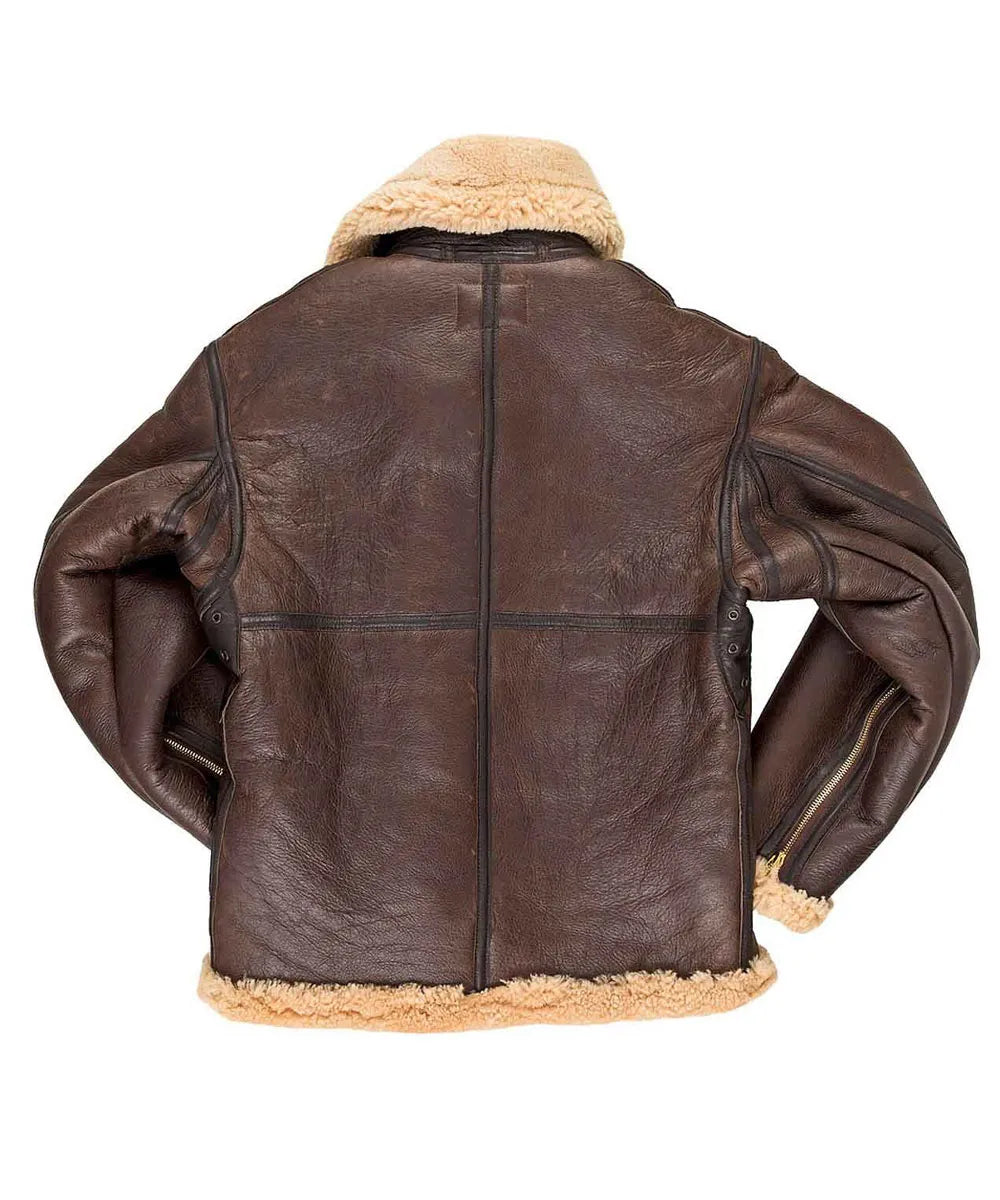 Brown Sheepskin Faux Shearling Leather Jacket