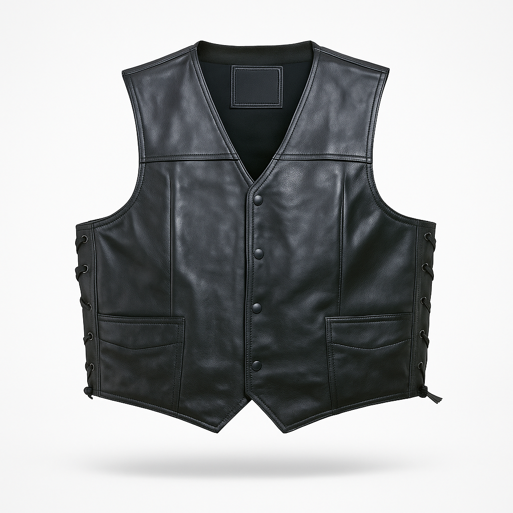 Handmade Black Leather Angel Wings Vest: Biker Cosplay Streetwear